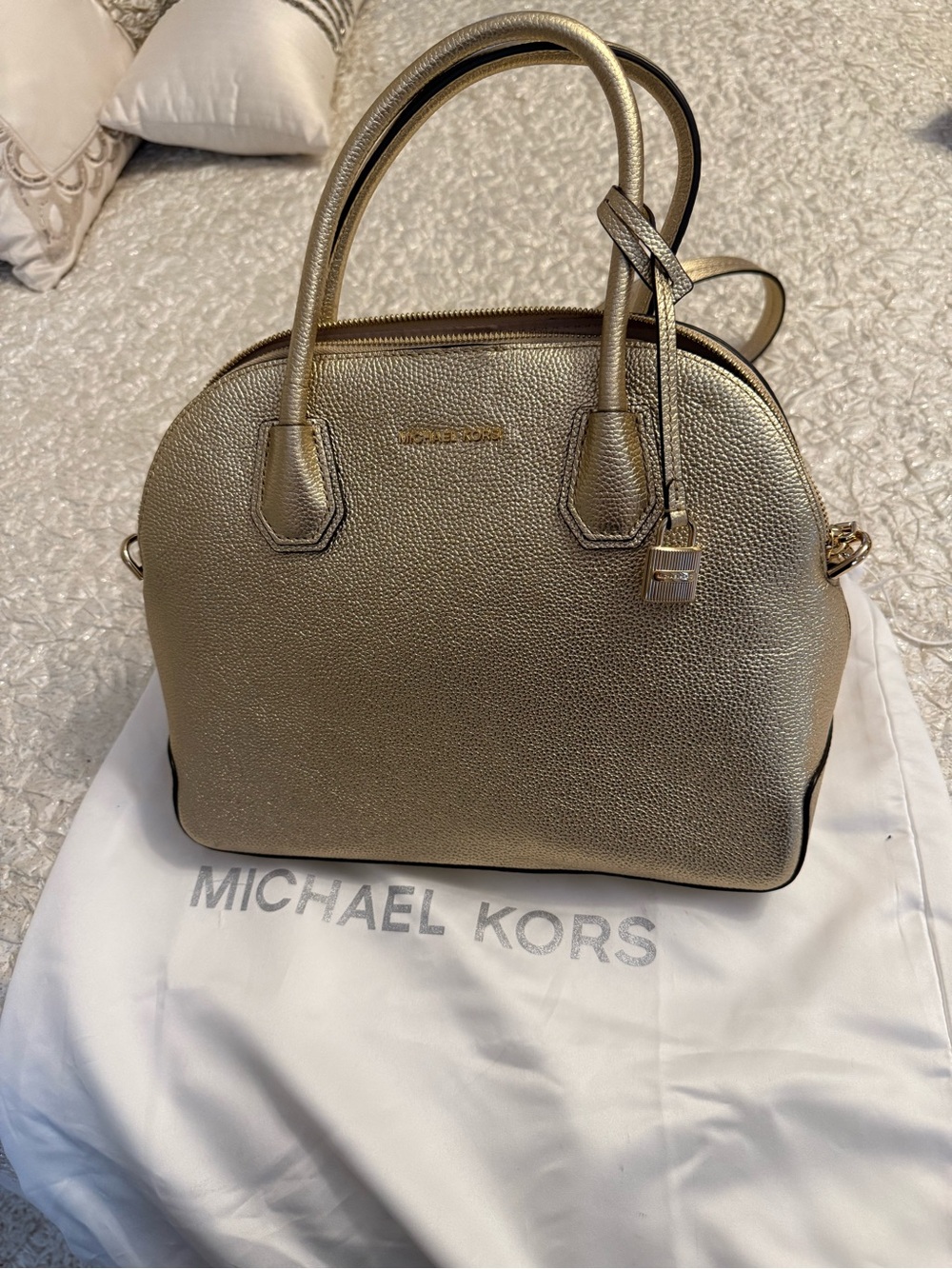 Michael Kors Metallic Gold Dome Mercer bag